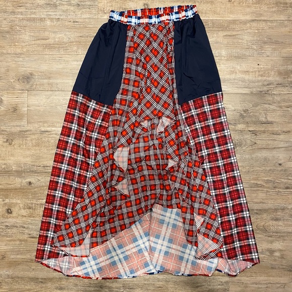 Plaid Print Skirt High Low Maxi - Picture 4 of 4